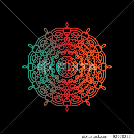 vector art of circular pattern in mandala shape for Henna, Mehndi, decoration. ethnic oriental style decorative illustration golden color vector art of circular pattern in mandala shape for Henna, Mehndi, decoration. ethnic oriental style decorative illustration golden color 92928252
