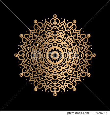 Color Circular Pattern In Form Of Mandala With Ancient Hindu Mantra Om And  Lotus Flower For Henna Mehndi Decoration Decorative Ornament In Oriental  Style Rainbow Design On Black Background Stock Illustration -