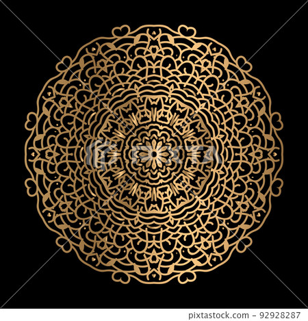 vector art of circular pattern in mandala shape for Henna, Mehndi, decoration. ethnic oriental style decorative illustration golden color 92928287