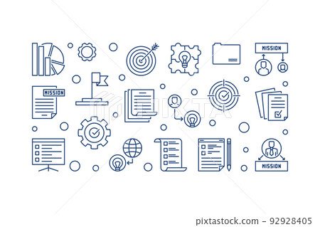 Company Vision horizontal vector illustration in outline style Company Vision horizontal vector illustration in outline style 92928405