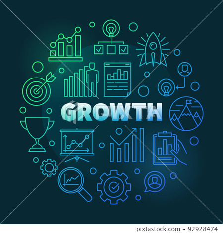 Vector Growth colored round outline illustration Vector Growth colored round outline illustration 92928474