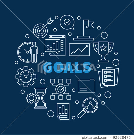 Vector Goals circular concept illustration in outline style Vector Goals circular concept illustration in outline style 92928475