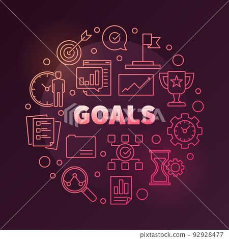 Vector Goals colored round illustration in outline style Vector Goals colored round illustration in outline style 92928477