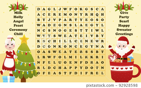 Christmas worksheet with word search game with santa claus cdecorating home for holidays, printable riddle for kids Christmas worksheet with word search game with santa claus cdecorating home for holidays, printable riddle for kids 92928598