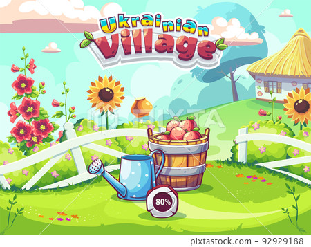 Vector background illustration the main window field for Ukrainian village 92929188