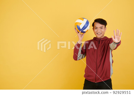 Volleyball Coach Making Stop Desture Volleyball Coach Making Stop Desture 92929551
