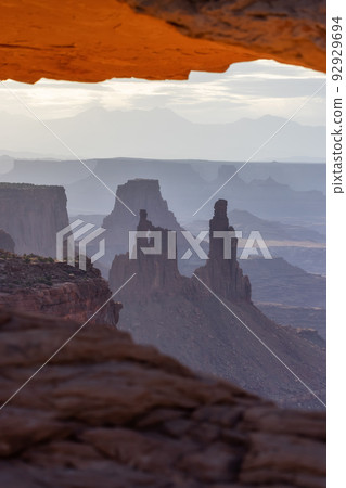 Scenic American Landscape and Red Rock Mountains in Desert Canyon 92929694