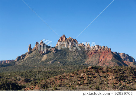 American Mountain Landscape. Sunny Morning Sky. Zion National Park 92929705