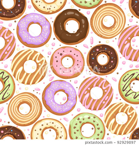 Donut cake pattern cartoon vector. Sweet food 92929897
