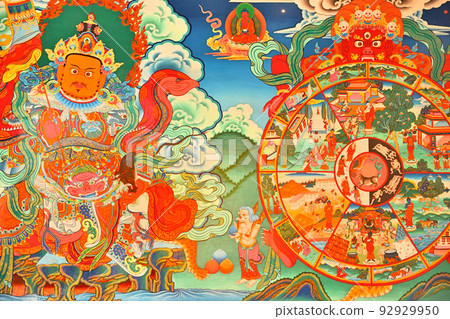 Mural painting of Stakna Monastery in Ladakh, India's most unexplored region 92929950