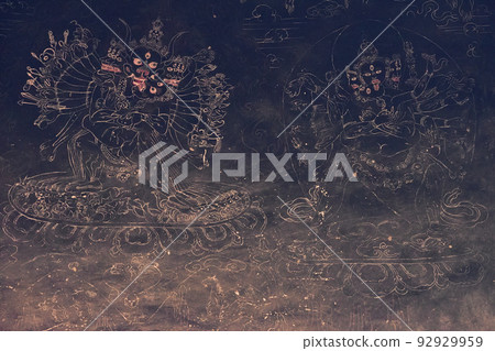 The northernmost unexplored region of India, the wall paintings of the Zanrachomo Monastery in the Zanskar region 92929959