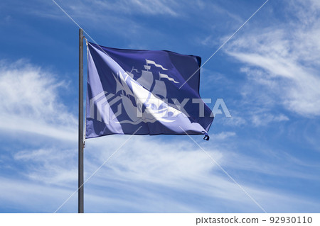 Flag of Treguier waving in mid air 92930110
