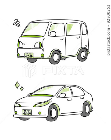 Illustration set of used and new cars Illustration set of used and new cars 92930253