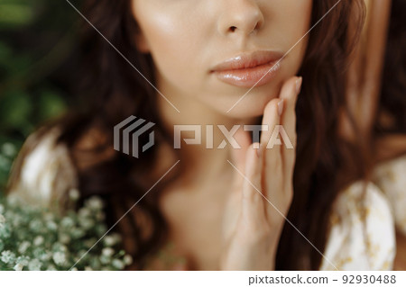 Close up portrait of a young beautiful woman 92930488