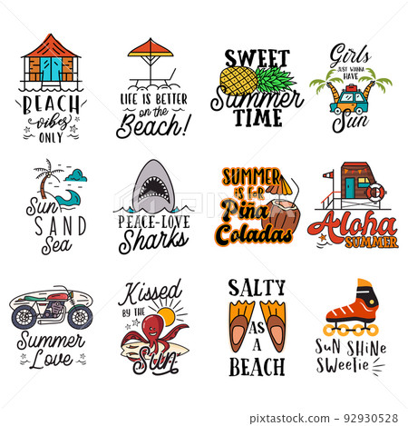 Set of colorful emblems with creative inscriptions on summer theme 92930528