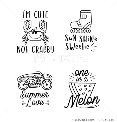 Vector emblems with various summer thematic icons and texts 92930530