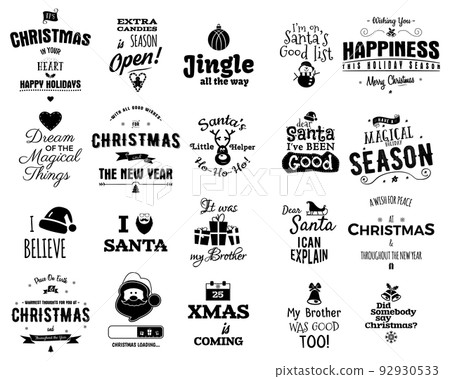Set of Xmas theme stickers with various texts and images 92930533