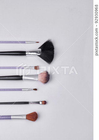Vertical shot of professional makeup brush set. White background copy space. 92930968