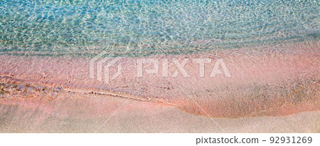 Shallow clear sea with pink sand at Elafonisi, Crete island - Greece Shallow clear sea with pink sand at Elafonisi, Crete island - Greece 92931269