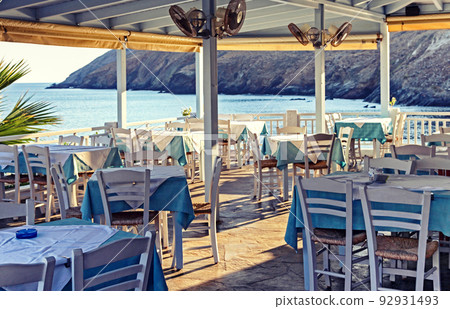 Seaside tavern in village Panormos at Crete island, Greece 92931493