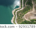 mountain road, aerial lakeside mountain road 92931789