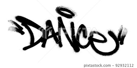 Sprayed dance font graffiti with overspray in black over white. Vector illustration. Sprayed dance font graffiti with overspray in black over white. Vector illustration. 92932112