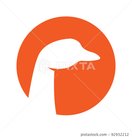 Goose head silhouette. Goose symbol. Farm bird head icon isolated on white background. Goose head silhouette. Goose symbol. Farm bird head icon isolated on white background. 92932212