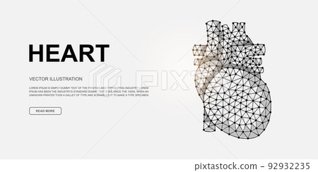 Heart 3d low poly symbol for landing page template. Cardiology design illustration. Polygonal Organ illustration for homepage design, adv page Heart 3d low poly symbol for landing page template. Cardiology design illustration. Polygonal Organ illustration for homepage design, adv page 92932235