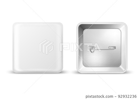 Vector 3d Realistic Square White Metal, Plastic Blank Empty Button Badge Icon Isolated. Button Pin Badge. Glossy Brooch Pin. Front View - Front and Back Side. Template for Branding, Mock-up Vector 3d Realistic Square White Metal, Plastic Blank Empty Button Badge Icon Isolated. Button Pin Badge. Glossy Brooch Pin. Front View - Front and Back Side. Template for Branding, Mock-up 92932236