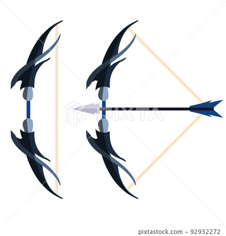Bow and arrow. Taut bowstring. 92932272