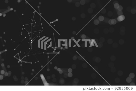 Abstract background. Molecules technology with polygonal shapes, connecting dots and lines. Connection structure. Big data visualization. 92935009
