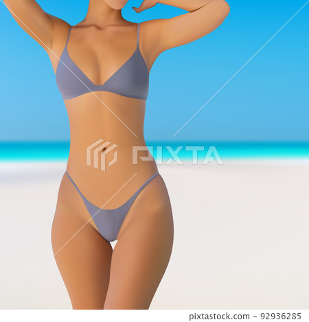 Woman in bikini on the beach vector illustration Woman in bikini on the beach vector illustration 92936285