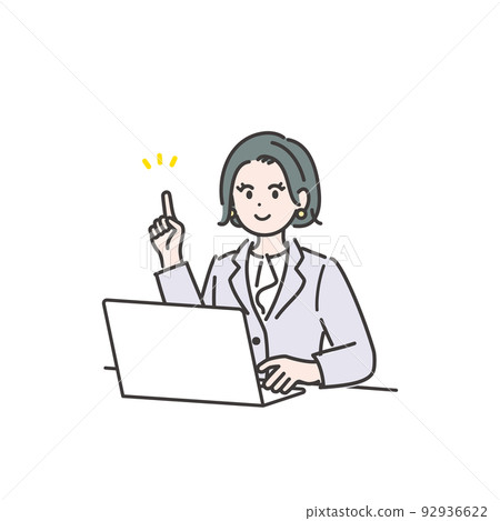 Illustration material of a business woman working in the office Pointing 92936622