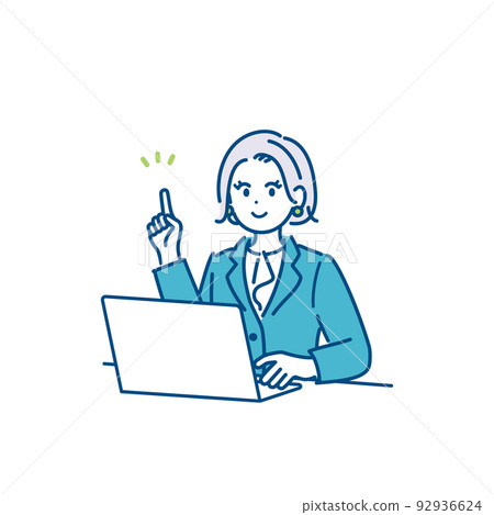 在辦公室工作的女商人的插圖素材 92936624