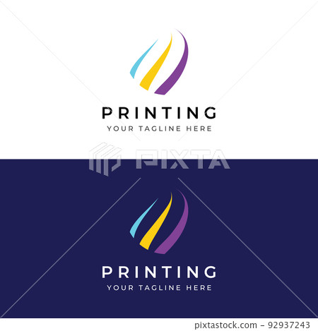 Abstract colorful logo digital printing, printing services, media, technology and the internet. With a modern and simple concept. 92937243