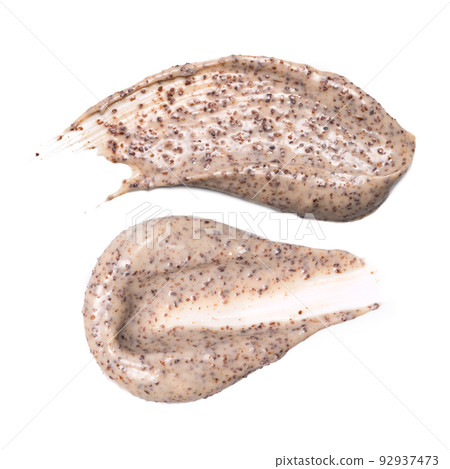 Scrub sample isolated on white background. Set of scrub smudges. Scrub sample isolated on white background. Set of scrub smudges. 92937473