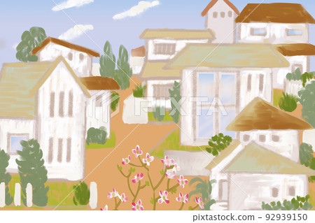Illustration of a bright and calm residential area 92939150