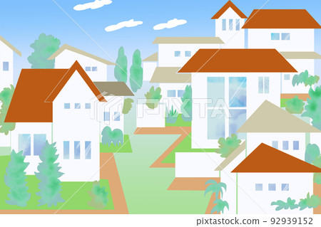 明亮而平靜的住宅區的插圖 92939152