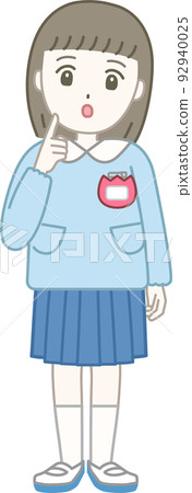 想像一個傾斜她的頭的女孩的幼兒園兒童的插圖素材（托兒所，幼兒園，兒童花園） 92940025