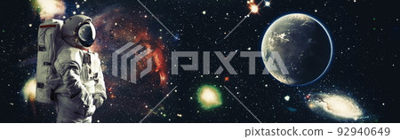 Astronaut in outer space.Cosmic art, science fiction wallpaper. Beauty of deep space. Elements of this image furnished by NASA 92940649