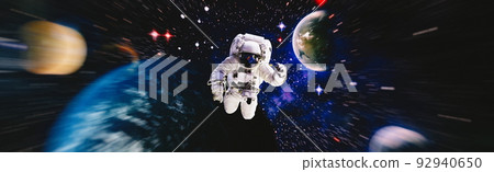 Astronaut in outer space.Cosmic art, science fiction wallpaper. Beauty of deep space. Elements of this image furnished by NASA Astronaut in outer space.Cosmic art, science fiction wallpaper. Beauty of deep space. Elements of this image furnished by NASA 92940650