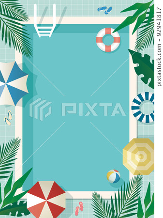 池背景複製空間夏季插圖垂直 92941817