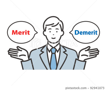 Young businessman explaining the advantages and disadvantages 92941873