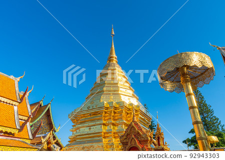 beautiful Golden mount at the temple at Wat Phra That Doi Suthep. 92943303