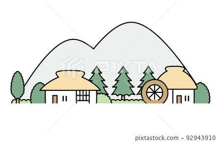 Illustration material of an old folk house and... - Stock Illustration ...