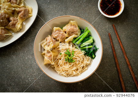 dried egg noodles with pork wonton or pork dumplings without soup 92944076