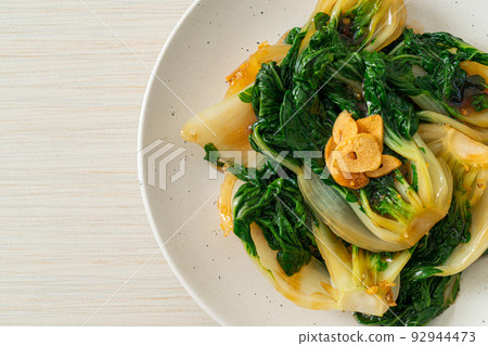 baby Chinese cabbage with oyster sauce and garlic baby Chinese cabbage with oyster sauce and garlic 92944473