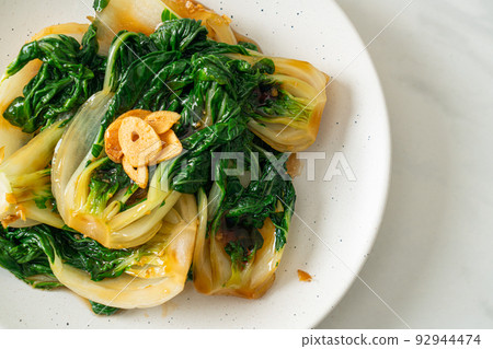 baby Chinese cabbage with oyster sauce and garlic baby Chinese cabbage with oyster sauce and garlic 92944474