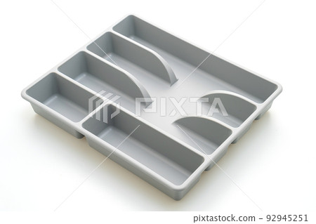 Kitchen box with cutlery for spoons, forks, knifes on white background Kitchen box with cutlery for spoons, forks, knifes on white background 92945251