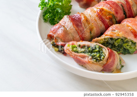 baked bacon stuffed spinach and cheese 92945358